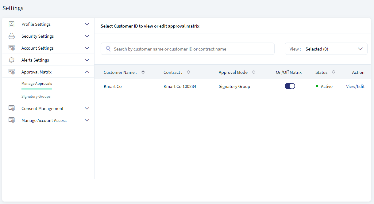 Approval matrix Overview
